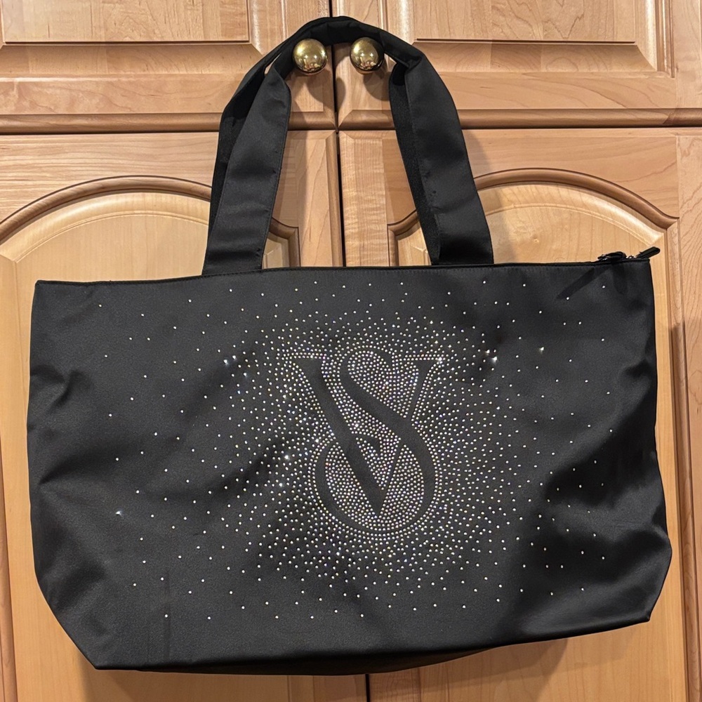 Victoria's Secret Black Tote with Crystal VS Logo